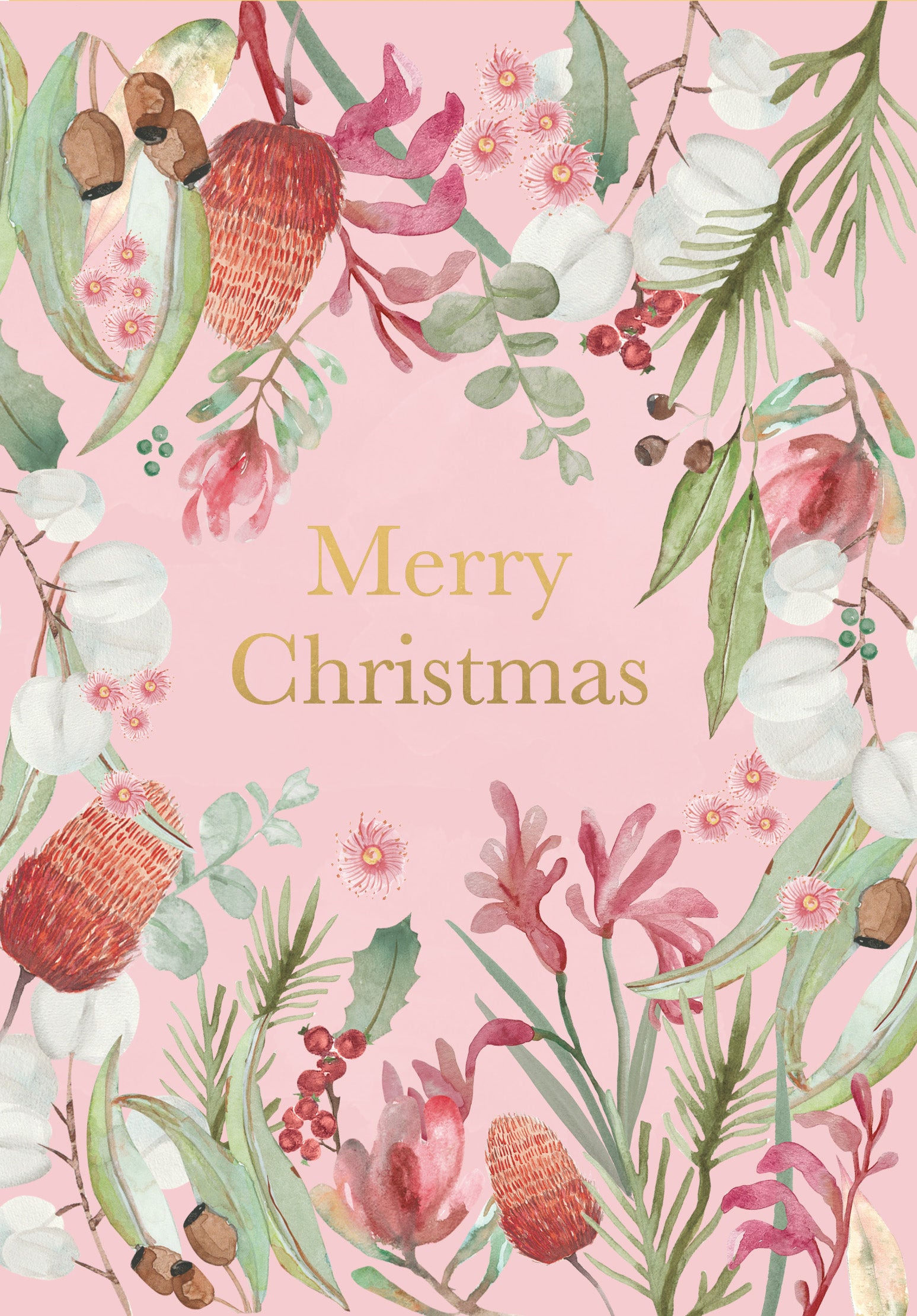 Christmas 23 Greeting Card - Watercolour Foliage